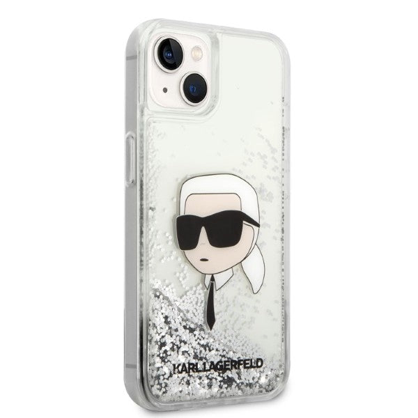 Futrola za Apple iPhone 14 Plus, Karl Lagerfeld, Glitter Karl's Head, Srebrna