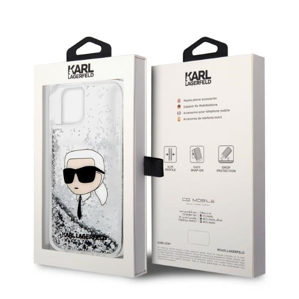 Futrola za Apple iPhone 14 Plus, Karl Lagerfeld, Glitter Karl's Head, Srebrna