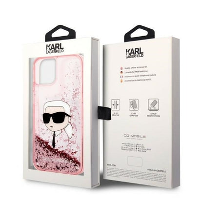 Futrola za Apple iPhone 14 Plus, Karl Lagerfeld, Glitter Karl's Head, Roza