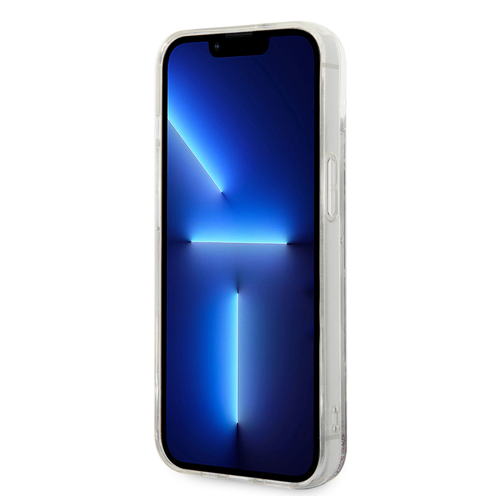 Futrola za Apple iPhone 14 Plus, Karl Lagerfeld, Liquid Glitter Monogram, Srebrna