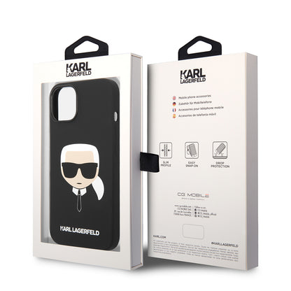 Futrola za Apple iPhone 14 Plus, Karl Lagerfeld, Silikonska Karl's Head, Crna