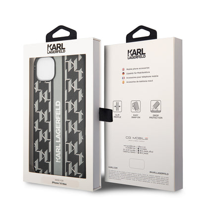 Futrola za Apple iPhone 14 Plus, Karl Lagerfeld, Monogram Stripe, Siva