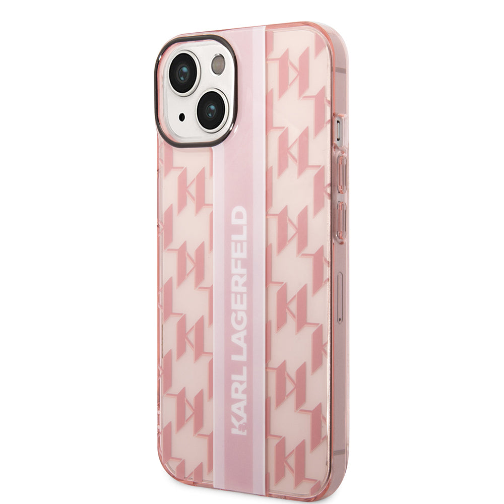 Futrola za Apple iPhone 14 Plus, Karl Lagerfeld, Monogram Stripe, Roza