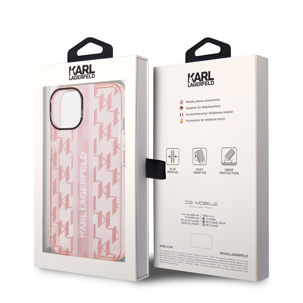 Futrola za Apple iPhone 14 Plus, Karl Lagerfeld, Monogram Stripe, Roza