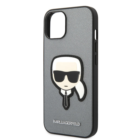 Futrola za Apple iPhone 14 Plus, Karl Lagerfeld, Saffiano Karl's Head, Srebrna