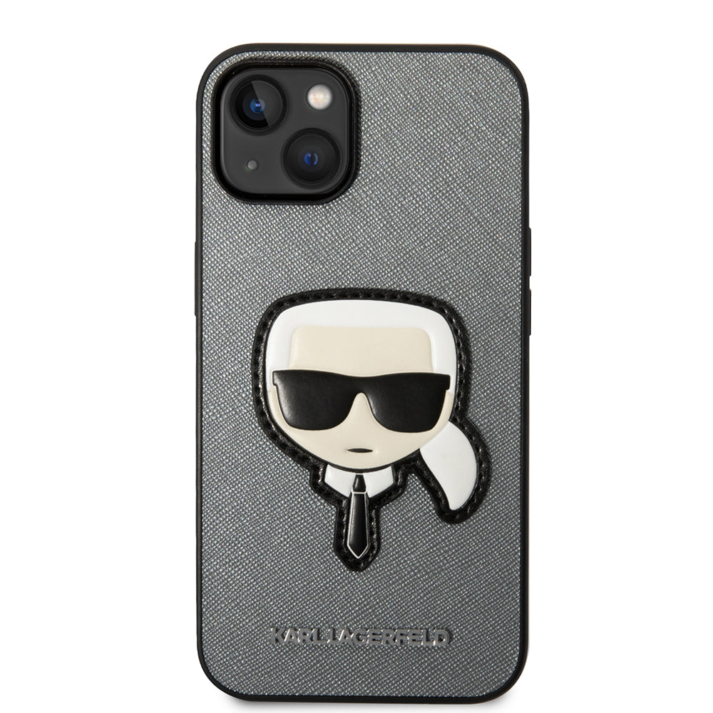 Futrola za Apple iPhone 14 Plus, Karl Lagerfeld, Saffiano Karl's Head, Srebrna
