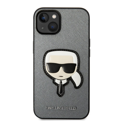 Futrola za Apple iPhone 14 Plus, Karl Lagerfeld, Saffiano Karl's Head, Srebrna