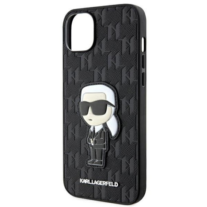 Futrola za Apple iPhone 14 Plus, Karl Lagerfeld, Saffiano Monogram Ikonik Karl, Crna
