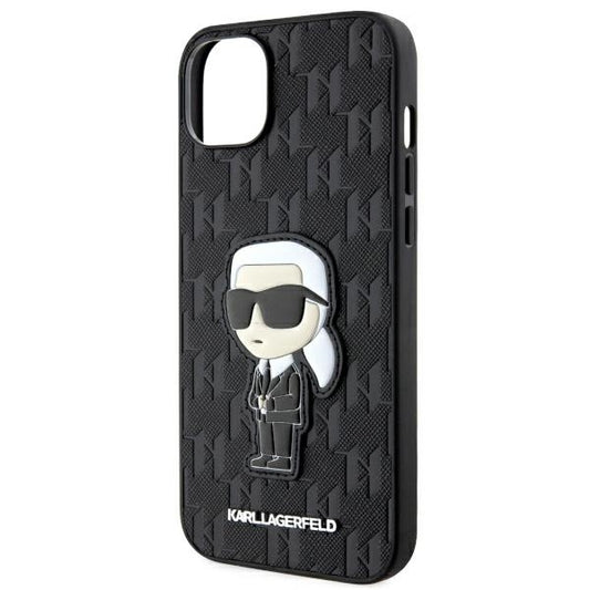 Futrola za Apple iPhone 14 Plus, Karl Lagerfeld, Saffiano Monogram Ikonik Karl, Crna
