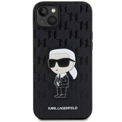 Futrola za Apple iPhone 14 Plus, Karl Lagerfeld, Saffiano Monogram Ikonik Karl, Crna