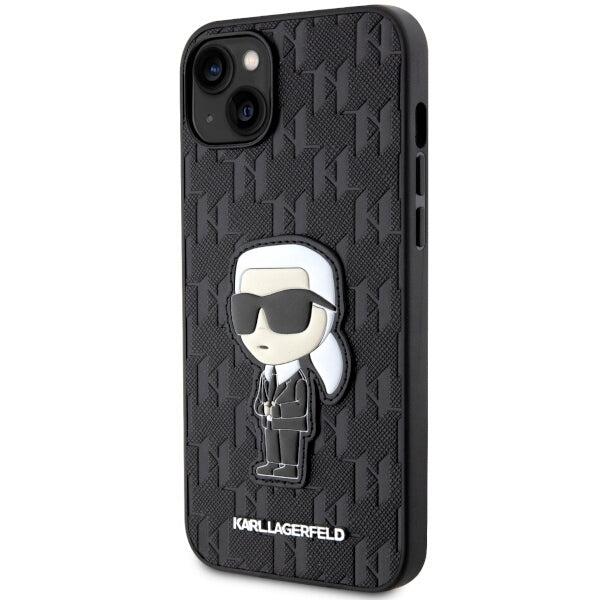 Futrola za Apple iPhone 14 Plus, Karl Lagerfeld, Saffiano Monogram Ikonik Karl, Crna