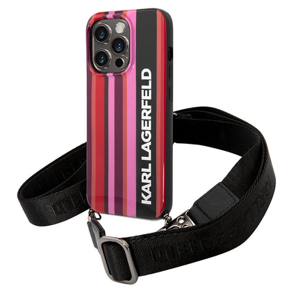 Futrola za Apple iPhone 14 Pro, Karl Lagerfeld, Color Stripes with Strap, Roza