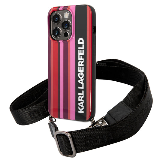 Futrola za Apple iPhone 14 Pro, Karl Lagerfeld, Color Stripes with Strap, Roza