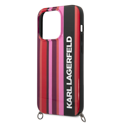 Futrola za Apple iPhone 14 Pro, Karl Lagerfeld, Color Stripes with Strap, Roza