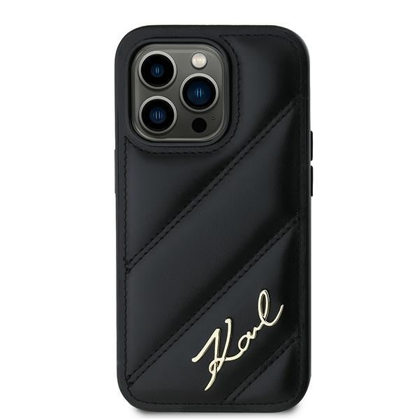 Futrola za Apple iPhone 14 Pro, Karl Lagerfeld, Diagonal Quilted Script, Crna