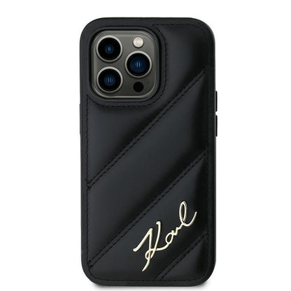Futrola za Apple iPhone 14 Pro, Karl Lagerfeld, Diagonal Quilted Script, Crna