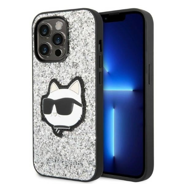 Futrola za Apple iPhone 14 Pro, Karl Lagerfeld, Glitter Choupette Patch, Srebrna