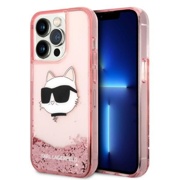 Futrola za Apple iPhone 14 Pro, Karl Lagerfeld, Glitter Choupette's Head, Roza