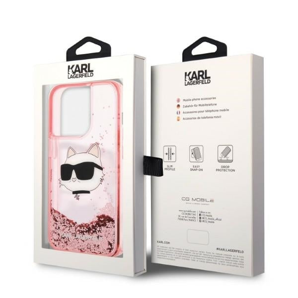 Futrola za Apple iPhone 14 Pro, Karl Lagerfeld, Glitter Choupette's Head, Roza