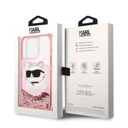 Futrola za Apple iPhone 14 Pro, Karl Lagerfeld, Glitter Choupette's Head, Roza