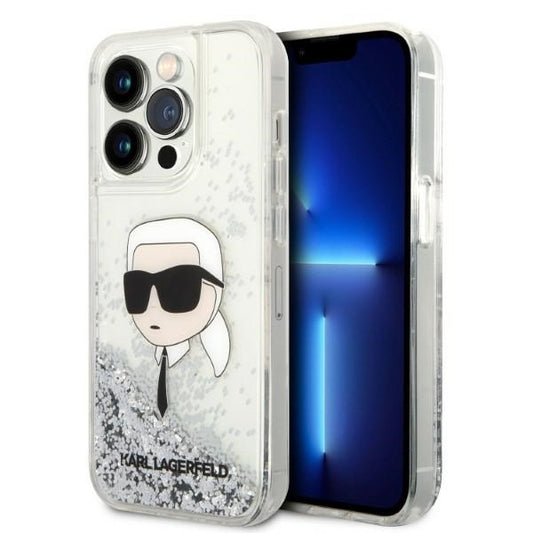 Futrola za Apple iPhone 14 Pro, Karl Lagerfeld, Glitter Karl's Head, Srebrna