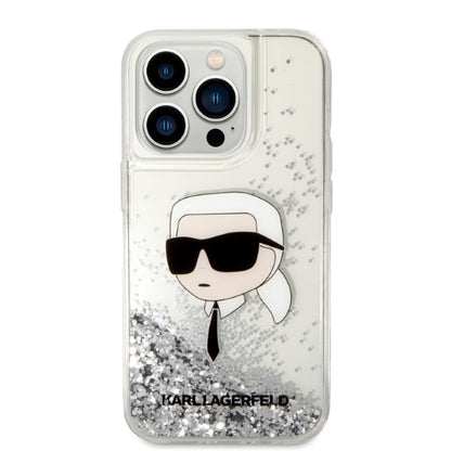 Futrola za Apple iPhone 14 Pro, Karl Lagerfeld, Glitter Karl's Head, Srebrna