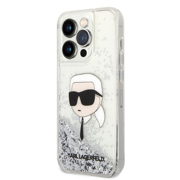 Futrola za Apple iPhone 14 Pro, Karl Lagerfeld, Glitter Karl's Head, Srebrna