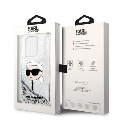 Futrola za Apple iPhone 14 Pro, Karl Lagerfeld, Glitter Karl's Head, Srebrna