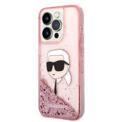 Futrola za Apple iPhone 14 Pro, Karl Lagerfeld, Glitter Karl's Head, Roza