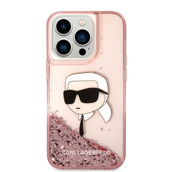 Futrola za Apple iPhone 14 Pro, Karl Lagerfeld, Glitter Karl's Head, Roza
