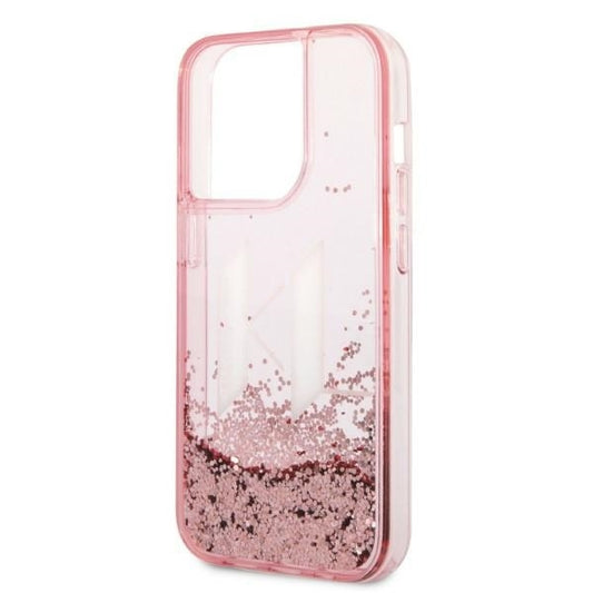 Futrola za Apple iPhone 14 Pro, Karl Lagerfeld, Glitter Liquid Big KL, Roza