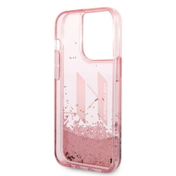 Futrola za Apple iPhone 14 Pro, Karl Lagerfeld, Glitter Liquid Big KL, Roza