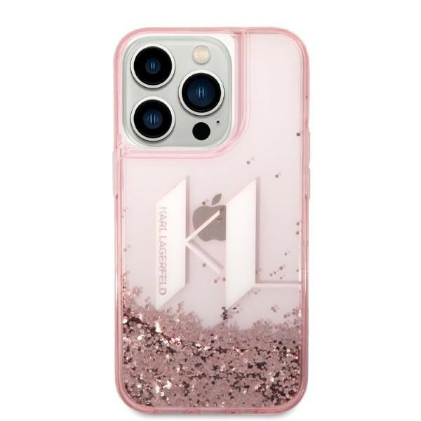 Futrola za Apple iPhone 14 Pro, Karl Lagerfeld, Glitter Liquid Big KL, Roza