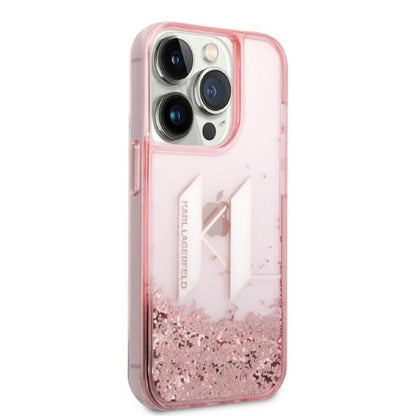 Futrola za Apple iPhone 14 Pro, Karl Lagerfeld, Glitter Liquid Big KL, Roza