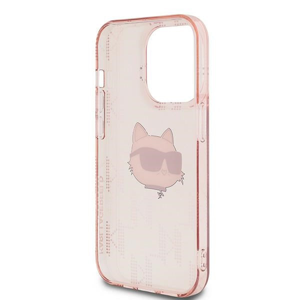 Futrola za Apple iPhone 14 Pro, Karl Lagerfeld, IML Luxury Monogram Choupette's Head, Roza