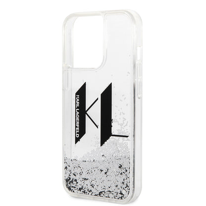Futrola za Apple iPhone 14 Pro, Karl Lagerfeld, Liquid Glitter Big KL, Srebrna