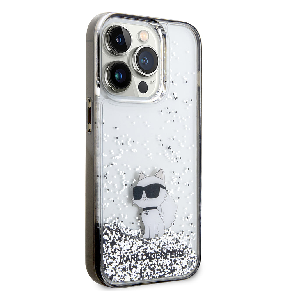 Futrola za Apple iPhone 14 Pro, Karl Lagerfeld, Liquid Glitter Choupette, Prozirna