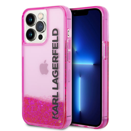 Futrola za Apple iPhone 14 Pro, Karl Lagerfeld, Liquid Glitter KL Logo, Roza