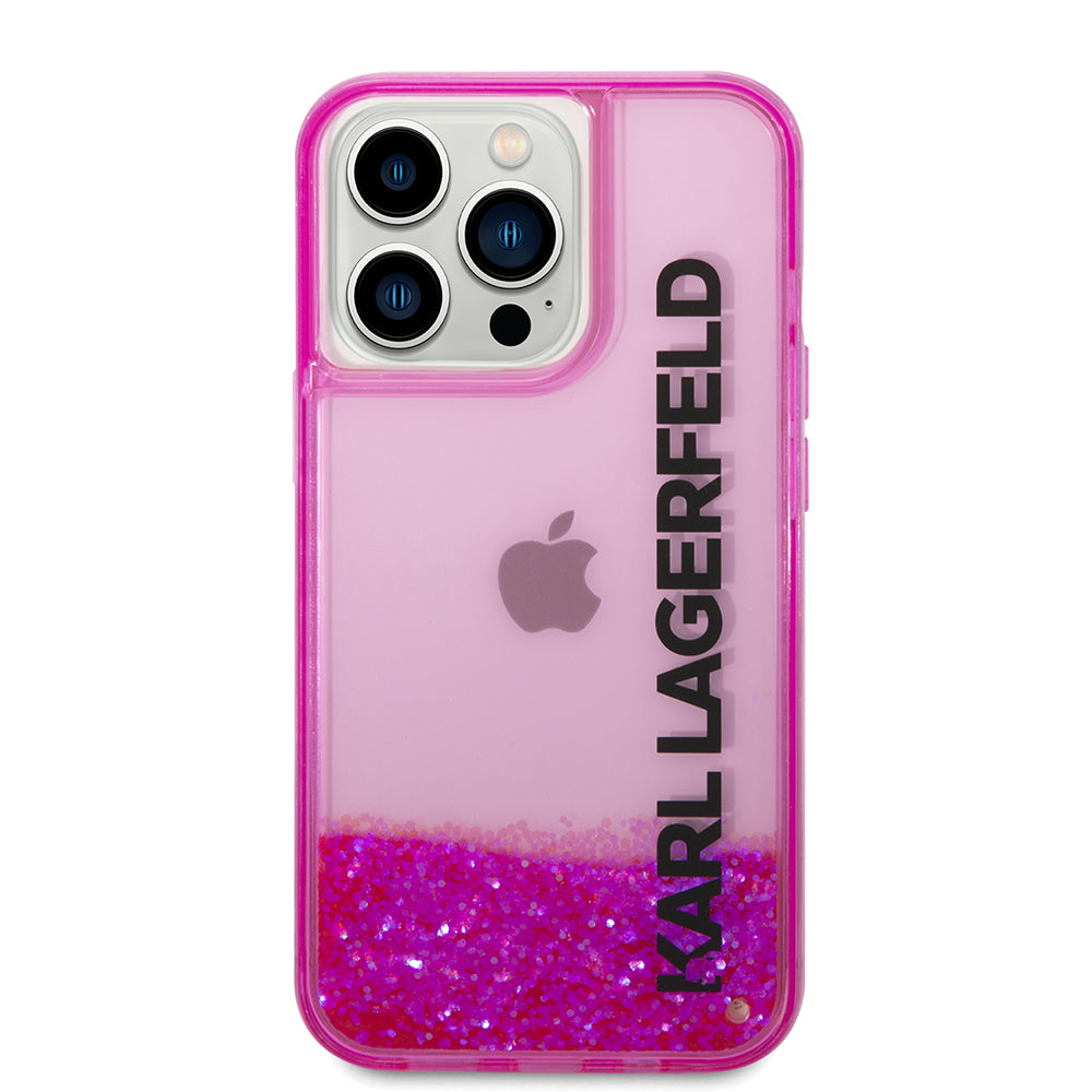 Futrola za Apple iPhone 14 Pro, Karl Lagerfeld, Liquid Glitter KL Logo, Roza
