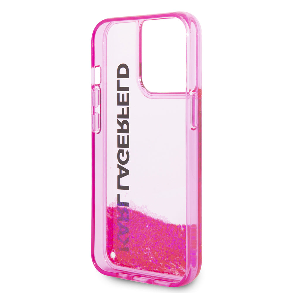 Futrola za Apple iPhone 14 Pro, Karl Lagerfeld, Liquid Glitter KL Logo, Roza