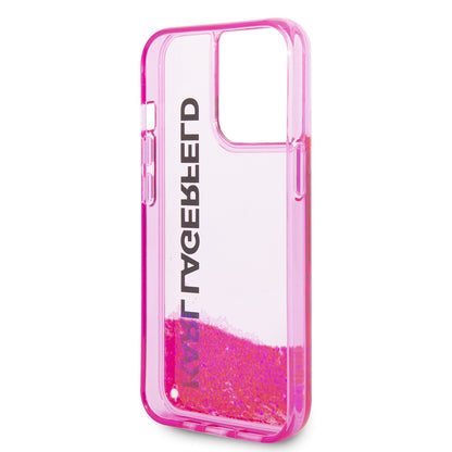 Futrola za Apple iPhone 14 Pro, Karl Lagerfeld, Liquid Glitter KL Logo, Roza