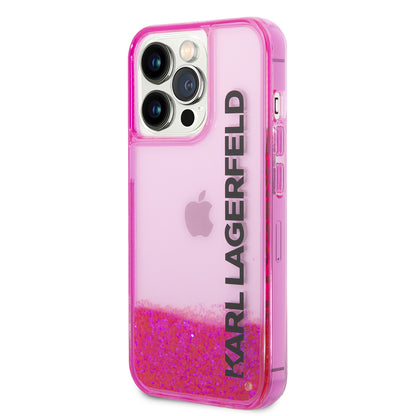 Futrola za Apple iPhone 14 Pro, Karl Lagerfeld, Liquid Glitter KL Logo, Roza
