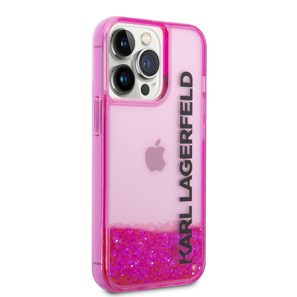 Futrola za Apple iPhone 14 Pro, Karl Lagerfeld, Liquid Glitter KL Logo, Roza