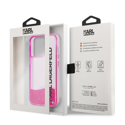 Futrola za Apple iPhone 14 Pro, Karl Lagerfeld, Liquid Glitter KL Logo, Roza