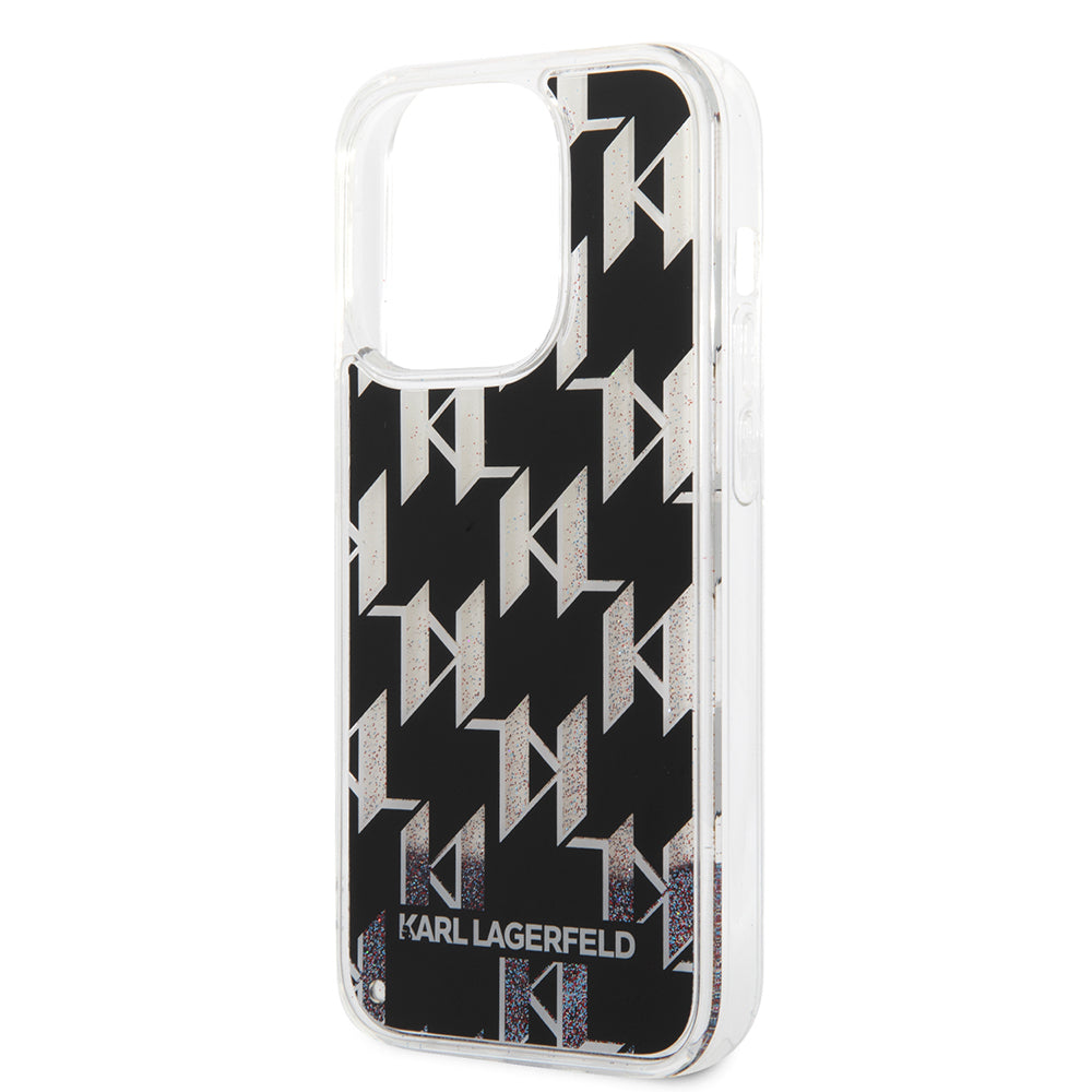 Futrola za Apple iPhone 14 Pro, Karl Lagerfeld, Liquid Glitter Monogram, Crna