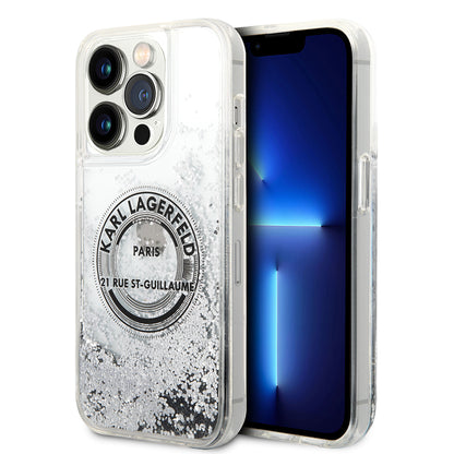 Futrola za Apple iPhone 14 Pro, Karl Lagerfeld, Liquid Glitter RSG, Srebrna