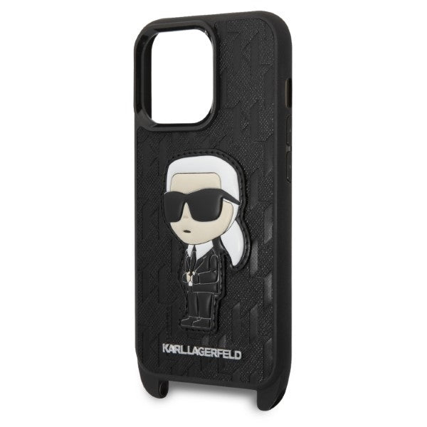 Futrola za Apple iPhone 14 Pro, Karl Lagerfeld, Monogram Ikonik Karl, Crna