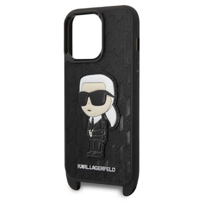 Futrola za Apple iPhone 14 Pro, Karl Lagerfeld, Monogram Ikonik Karl, Crna