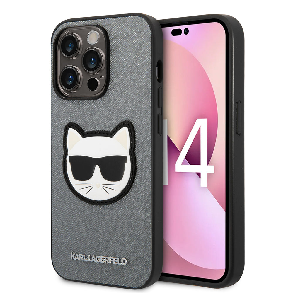 Futrola za Apple iPhone 14 Pro, Karl Lagerfeld, Saffiano Choupette's Head, Srebrna