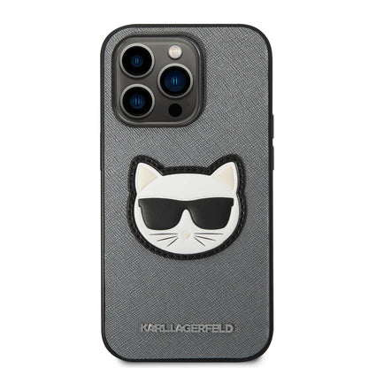 Futrola za Apple iPhone 14 Pro, Karl Lagerfeld, Saffiano Choupette's Head, Srebrna